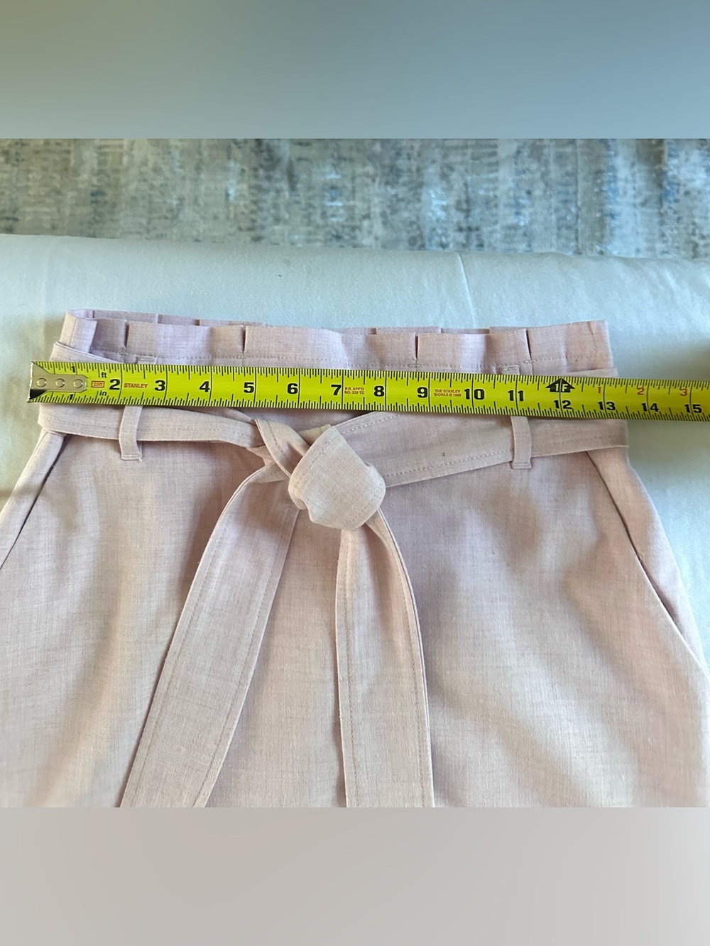 Ann Taylor Blush Pink Tie Waist Pencil Skirt Size 00 Belted Midi Career - Picture 11 of 12